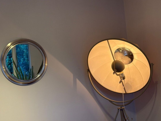 Image 1 of round mirror with metal frame, dating back to the 1970s