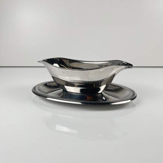 Image 1 of Silver-colored Empire-style metal gravy boat