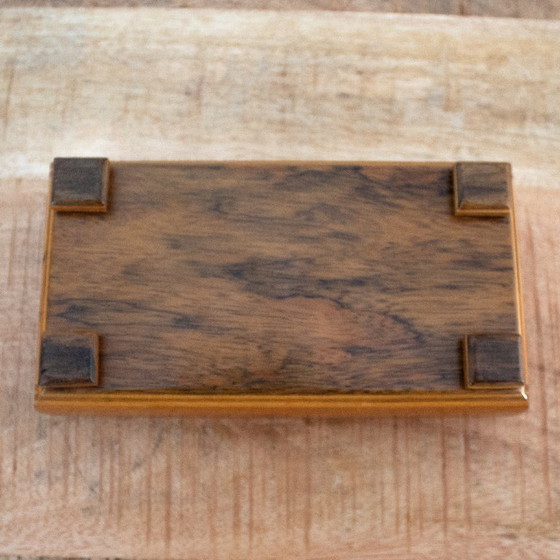 Image 1 of Vintage rectangular wooden box, mid-century modern style, with square knob and legs