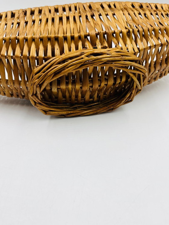 Image 1 of Vintage elongated basket in woven wicker