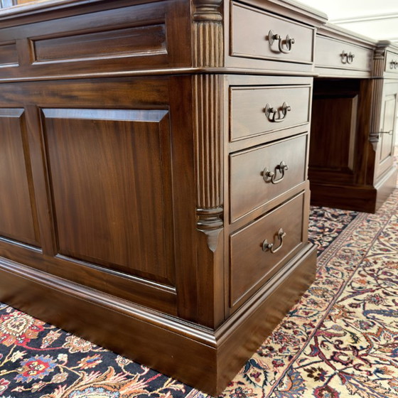Scrivania da partner inglese classica molto grande – Scrivanie, Leather, Wood (photo 7 of 20)