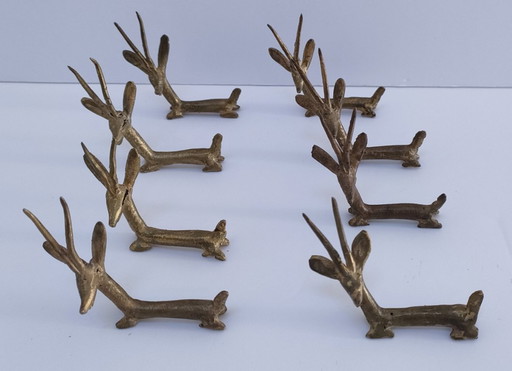 otto poggiacoltelli vintage in ottone modello gazzella