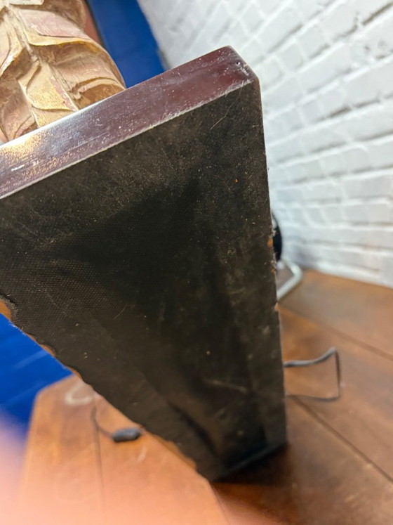 Exclusieve Flamant "Processie" Tafellamp – Handgesneden Hout – Etnisch Design – Tafellampen, Metal, Textile (photo 14 of 15)