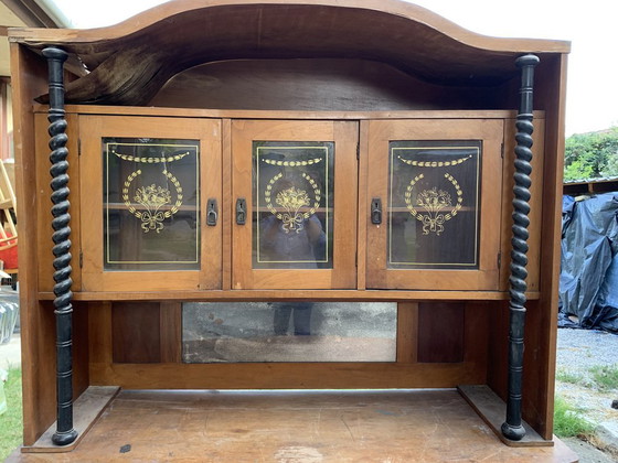 Art Nouveau 2-Piece Kitchen Cupboard – Storage cabinet, Wood, Glass (photo 2 of 9)