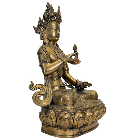 Esculturas monumentales tibetanas de Vajrasattva – Bronce dorado al fuego, influencia Newar y sello nepalí – (photo 5 of 11)