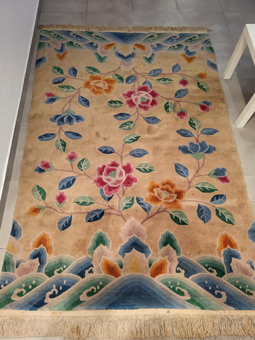 Tapis tibétain vintage noué à la main