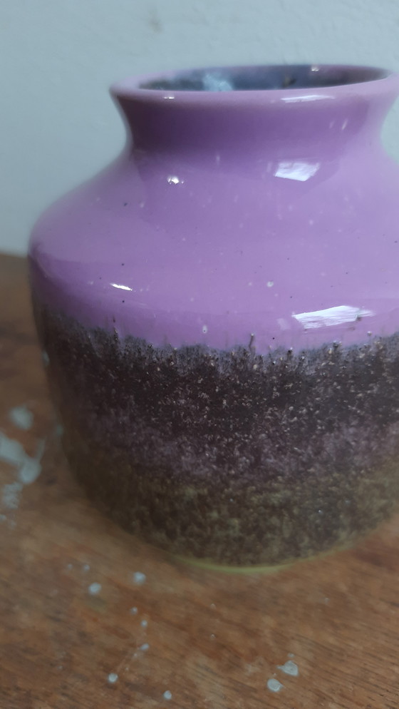Image 1 of 1x Fat Lava vase, VEB Haldensleben, no. 3053, lgreen + lilac
