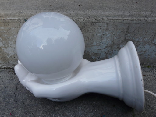 Vintage 70's White Ceramic Hand Wall Light