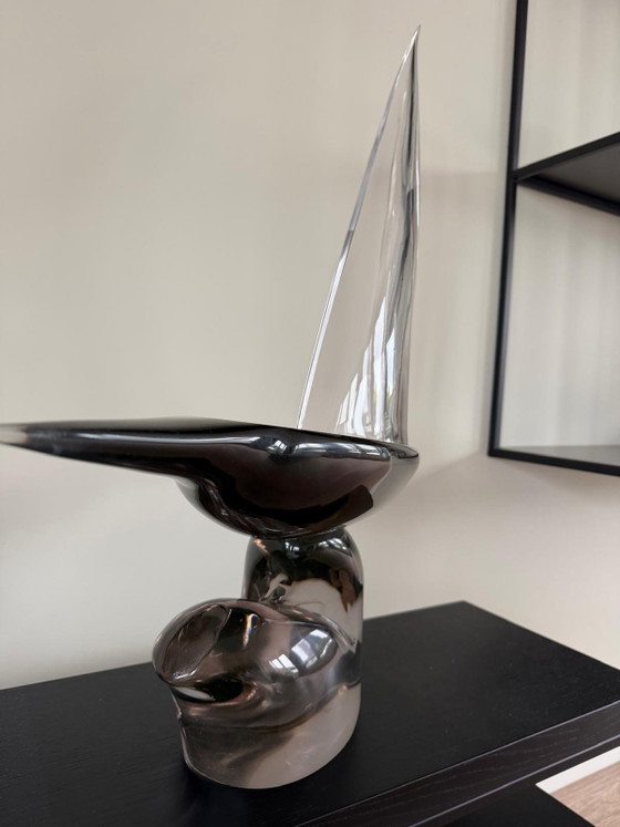 Large unique glass sailboat – presumably Murano glass – 78 cm high – Glass art (photo 2 of 6)