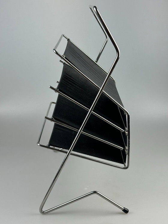 Image 1 of 60s 70s krantenhouder Krantenrek metaal plastic Space Age