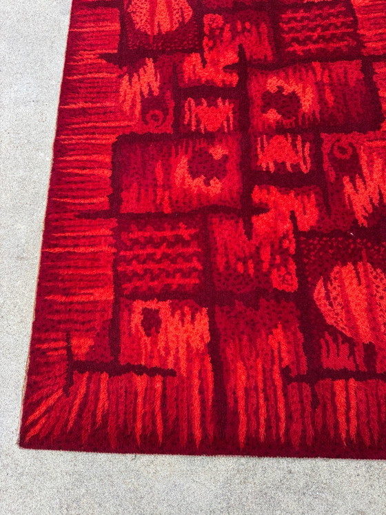 Alfombra Space Age años 60/70, Lana, Rojo (foto 2 de 15)