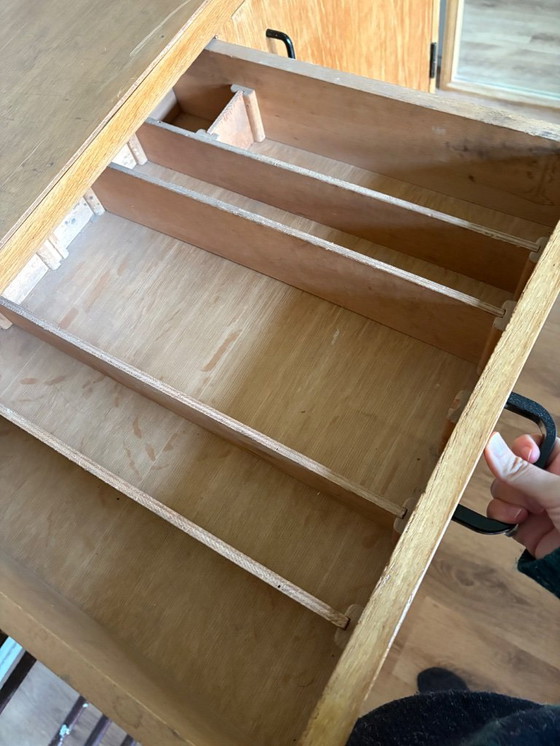 Image 1 of Twee Eiken Vintage Modernist Ladekasten Uit Drukkerij