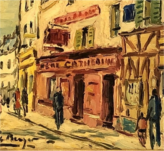 Image 1 of Oil on canvas – Montmartre, Place du Tertre, Paris. Original signed work – School of Paris – 20th century French art