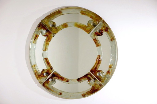 Mid-century Round Murano Glass Italian Mirror by Mazzega, 1960s