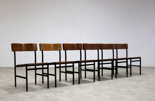 6x vintage industriële eetkamerstoelen