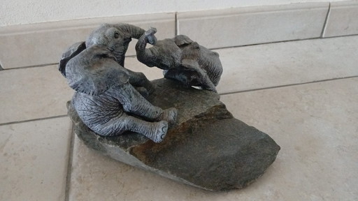 2x Statue Eléphant Sculpture Ornement Fête des Mères
