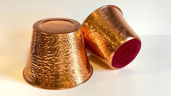 Image 1 of Hammered Copper Flowerpots, 1960s