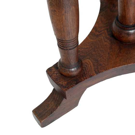 Antico - Sgabello da Pianoforte in Legno / Sedia - Montato Su Base Girevole - Sedile in Pelle – Sgabelli, Wood (photo 4 of 5)