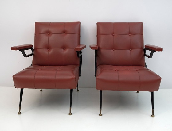 Image 1 of Mid-Century Modern Italian Faux Leather Small Armchair, 1960s