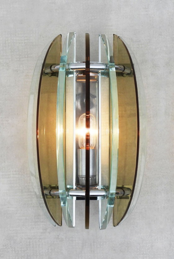 Image 1 of Coppia di applique da parete in vetro Veca, metà secolo, Italia, circa 1970