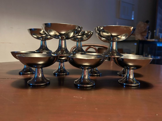 Coupes à glace ou à dessert en acier inoxydable "Alessi Alfra" années 50, lot de 12 pièces – Vaisselle, rvs (photo 4 of 5)