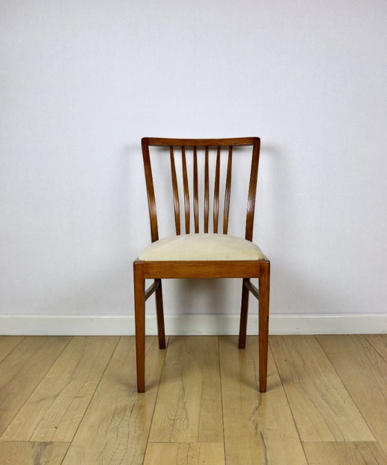 Image 1 of Vintage chairs beige velvet - set of 4