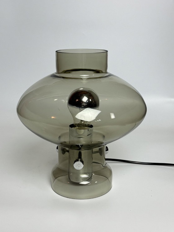 Image 1 of Vintage Design Smoked Glass Table Lamp by F. Nettelhof, Germany, 1960s