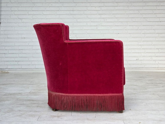 Años 60, Sillón Relax danés, Terciopelo de Mueble Rojo, Patas de Madera de Fresno. – Sillones, Velvet, Wood (photo 18 of 25)