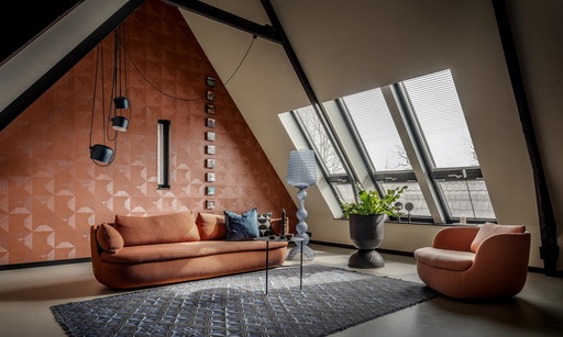 Design sofa Moooi Bart - Terracotta, 3-seater, softly padded and elegant
