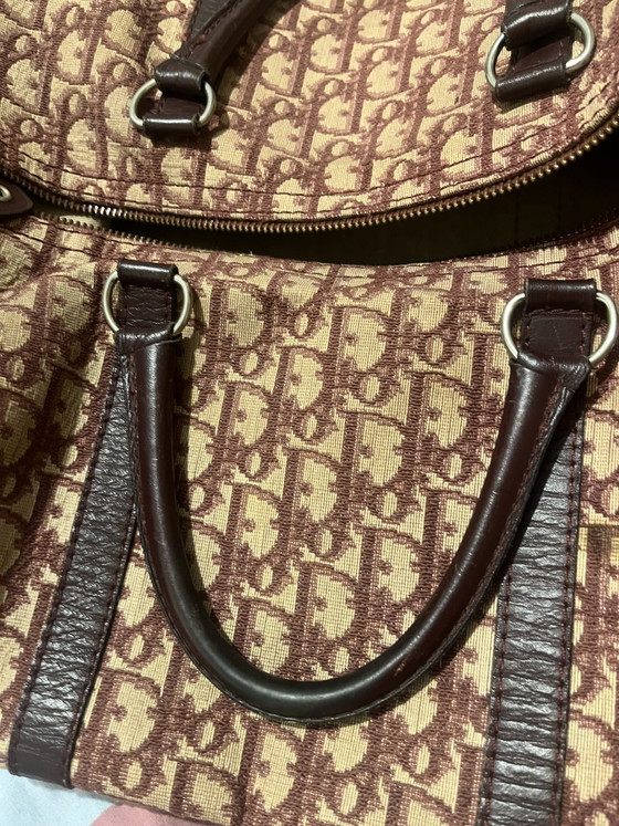 Vintage Christian Dior "Bagages" Boston Bag - Oblique Bordeaux Canvas (1970s) – Top handle bags, Calfskin (photo 9 of 14)