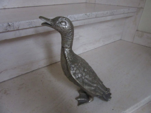 Duck decorative object, Silver metal