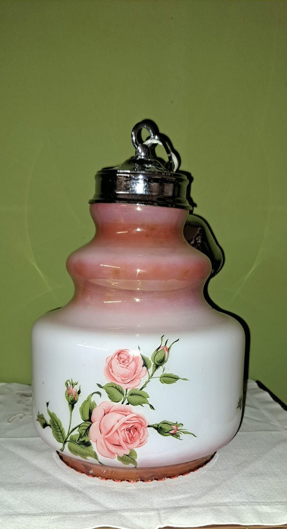 Opaline Pendelleuchte 1960/70, Pendelleuchten, Glas, Chrom, Grün (Foto 5 von 7)