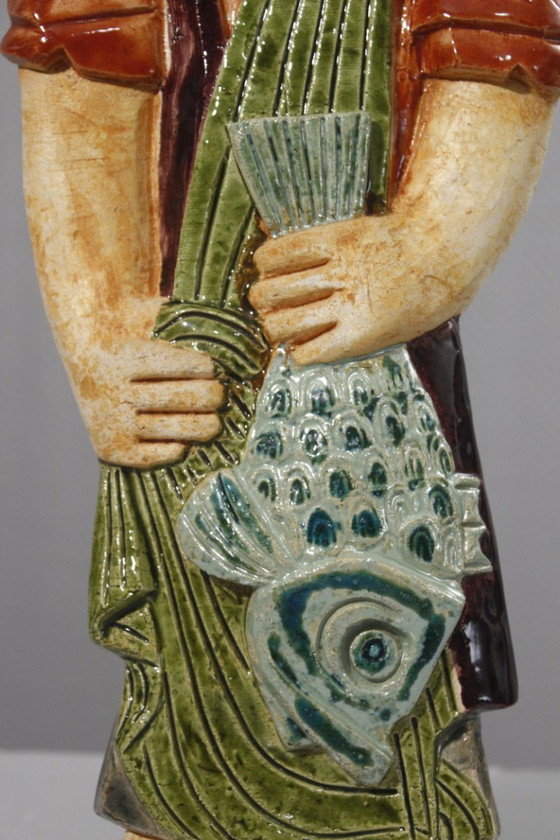 Image 1 of Kerbigot Workshop in Guidel - Bas-relief plaque of a Breton fisherman, France, 1960s