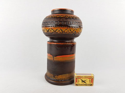 Vaso vintage di metà secolo in ceramica Bitossi "Mezza Chiave", smalto Tramonto di Aldo Londi, Italia, 1960