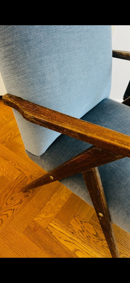 Conjunto 2 - Sillones vintage azules – fauteuils, Velvet (photo 2 of 5)