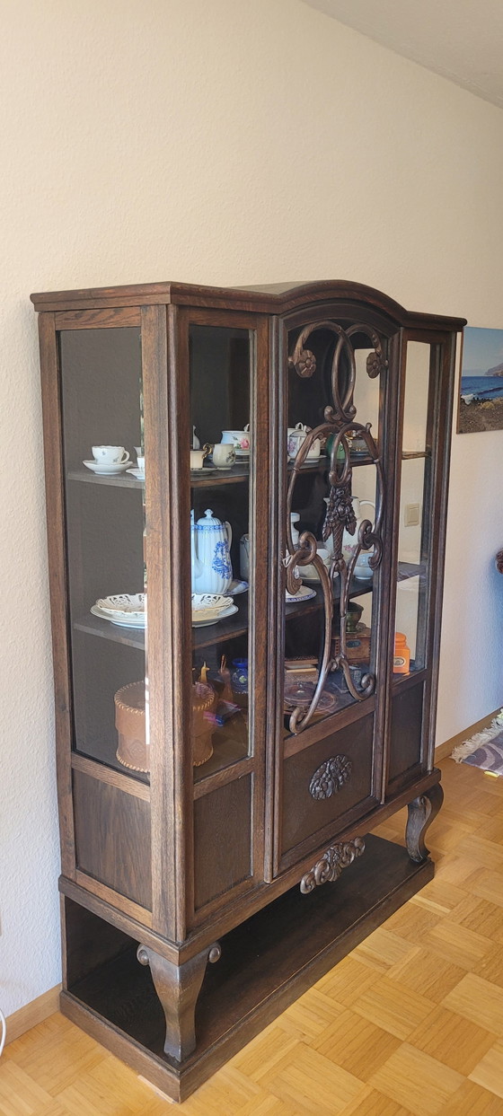 Antieke vitrinekast, begin 20e eeuw – Vitrinekasten, Glass, Wood (photo 5 of 8)