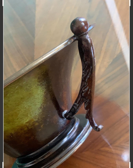 Art déco – Aegte Ildfast, Dänemark, 1930 – Patinierte Bronze und geschnitzte Griffe mit Faunmotiven, selten (photo 5 of 13)
