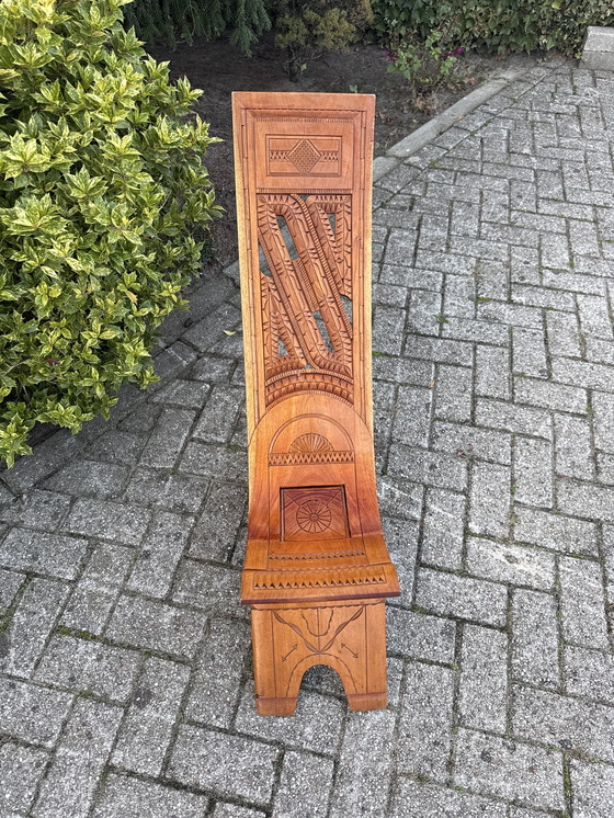 Image 1 of Houten vouwstoel vintage handgesneden 