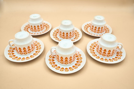 Image 1 of 6 Midcentury Porcelain Coffee Cups & Saucers, EPIAG, Czechoslovakia