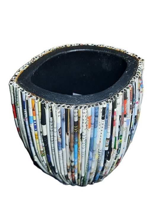 Image 1 of Unique Handmade Ceramic Vase 'Gari' – Indonesian Ceramic Artwork with Recycled Paper