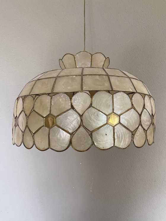 Image 1 of Lampe vintage capiz shell lampe pendante perle