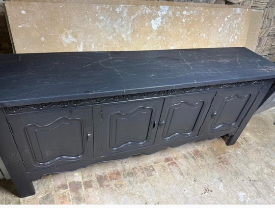 Image 1 of Black painted solid oak sideboard – 4 doors