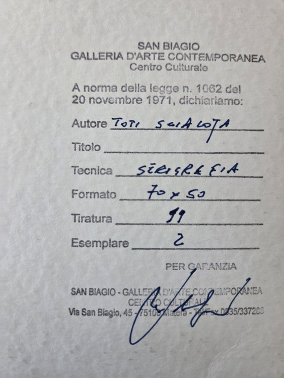 Image 1 of SCIALOJA TOTI (Astrattismo Informale/Informal Abstraction). Dittico di serigrafie firmate, 1997