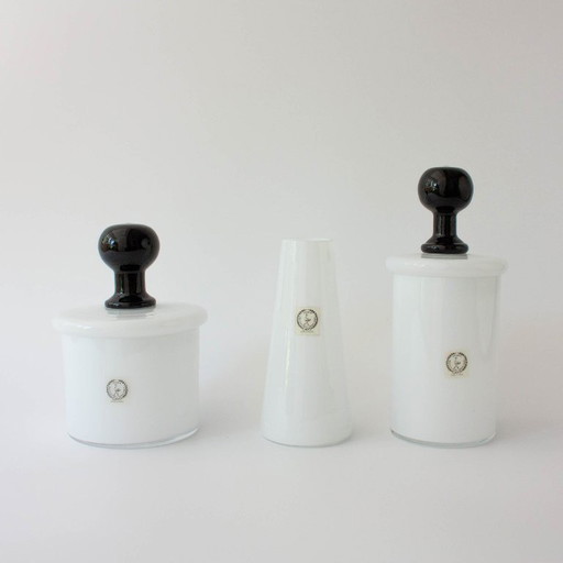 Vintage IVIMA Wit Opaalglas Set uit de jaren 1940 Marinha Grande