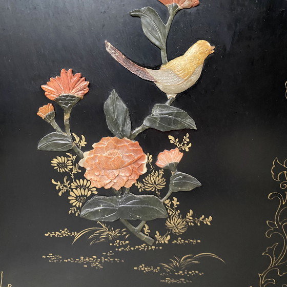 Image 1 of Mid - Century Chinese Room Divider Speck Stone Hand Painted 1950s
