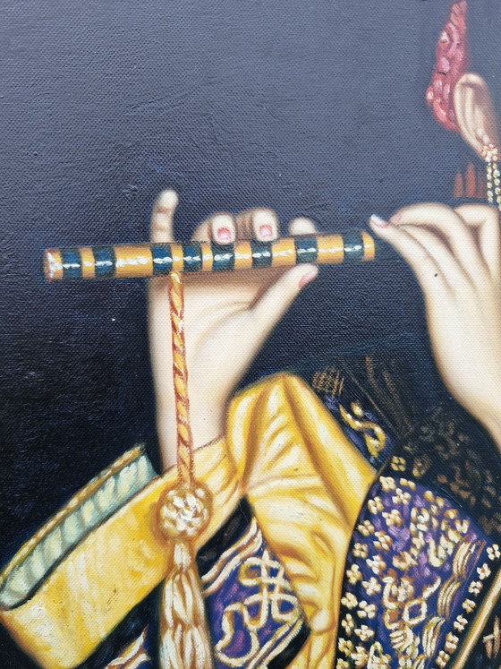 Donna cinese che suona il flauto di bambù, Dipinti e disegni, Tela, Nero (foto 4 di 15)