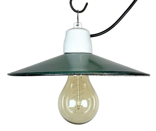 Industrial Grreen Enamel Pendant Light, 1970s