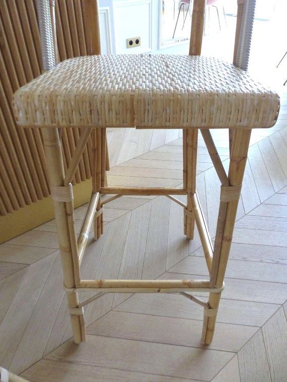 Image 1 of Set van 3 Maison Louis Drucker bistrostoelen in licht Manila-rotan.
