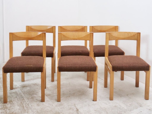 Chaises de salon design brutaliste chêne clair massif années 70 le lot de 6 – eetkamerstoelen, Wood (photo 2 of 26)
