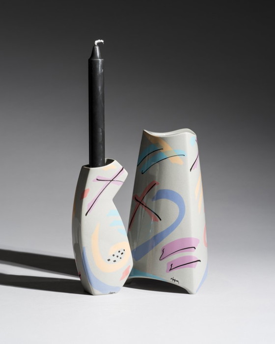 Image 1 of Dorothy Hafner para Rosenthal, Dúo de jarrones "Flash", Alemania, años 80